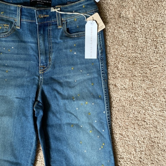 Sanctuary Jeans Modern Straight Crop High Rise Glitter Jeans - Picture 5 of 8